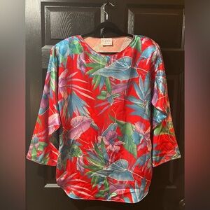 Vintage Mary McFadden Tropical Print Tunic Top